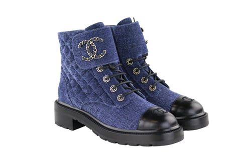 chanel cowboy boots 2014|chanel denim combat boots.